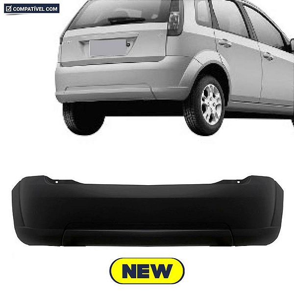 Parachoque Fiesta Hatch 08/13 Traseiro Preto Liso