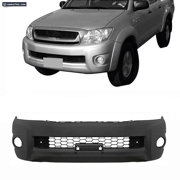Parachoque Hilux 08/12 Dianteiro Preto Text c/ grade c/ Furo farol  s/ furo p/ moldura