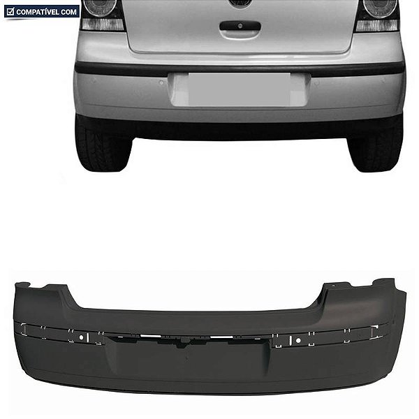 Parachoque Polo / Hatch 03/11 Traseiro Preto Liso