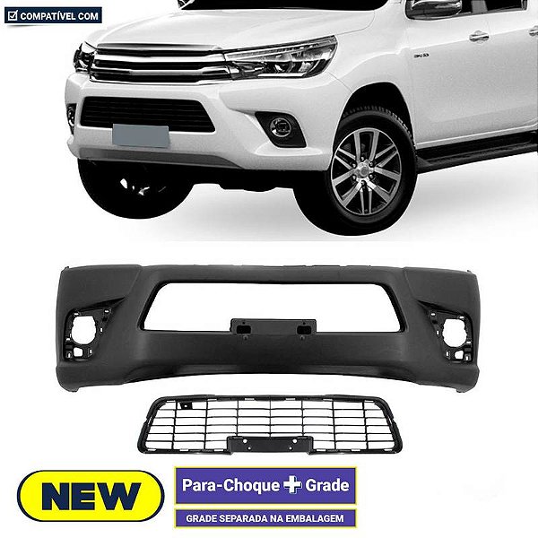 Parachoque Hilux 16/18 Dianteiro Preto Liso + GRADE     Cab. Simples s/ Grade