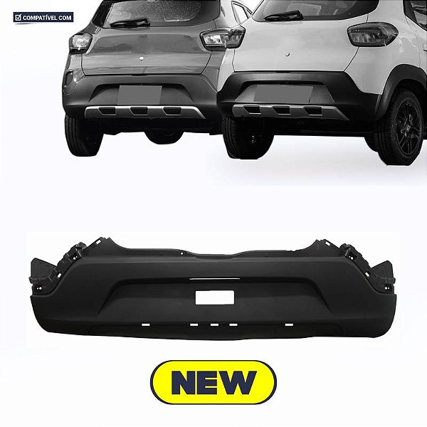Parachoque Kwid Outsider 19/... Traseiro Preto Liso c/ furo para aplique