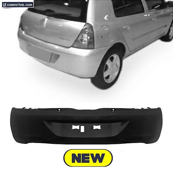 Parachoque Clio Hatch 06/16 Traseiro Preto Liso