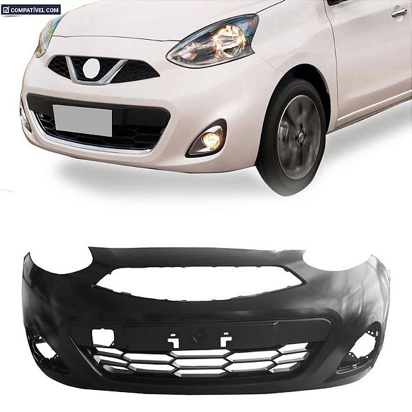 Parachoque March 14/20 Dianteiro Preto Liso s/ farol