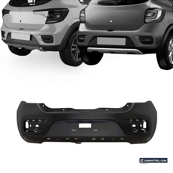 Parachoque Sandero Stepway 15/20 Traseiro Preto Liso