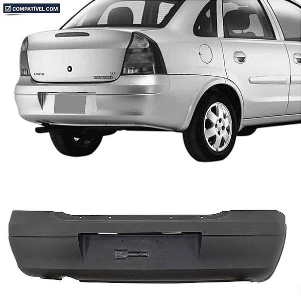 Parachoque Corsa Sedan 03/12 Traseiro Preto Liso