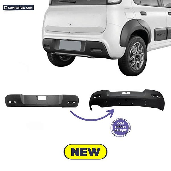 Parachoque Uno Novo  Way 14/16 Traseiro Preto Liso Moldura Inferior