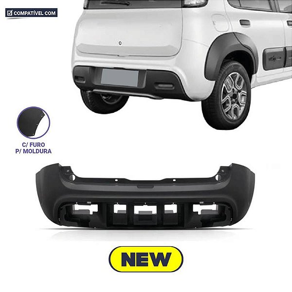 Parachoque Uno Novo  Way 14/16 Traseiro Preto Liso c/ furo p/ moldura