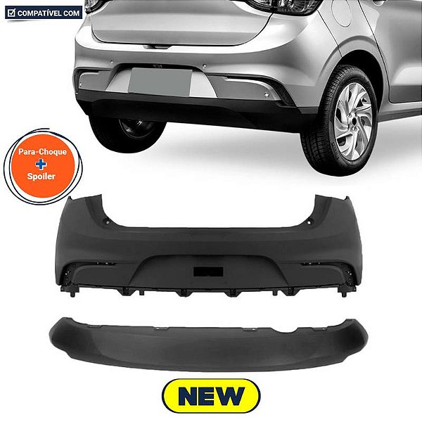 Parachoque Argo 17/... Traseiro Preto Liso s/ furo p/ sensor + Sup. + Inf.