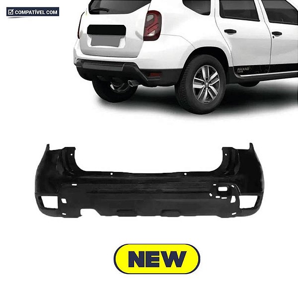 Parachoque Duster 16/... Traseiro Preto Liso s/ sensor