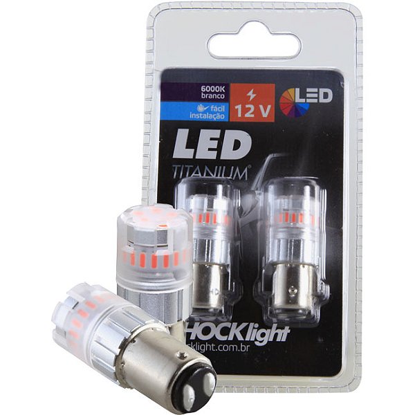 LED 1157 - TITANIUM 23 SMD-4014/3030 - 2 POLOS 12V VERMELHO