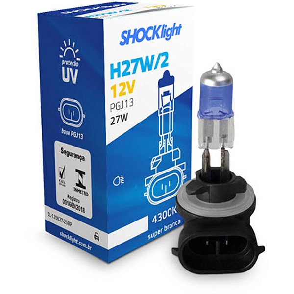 LÂMPADA HALOGENA SUPER BRANCA H27W/2 12V 27W 881 PGJ13