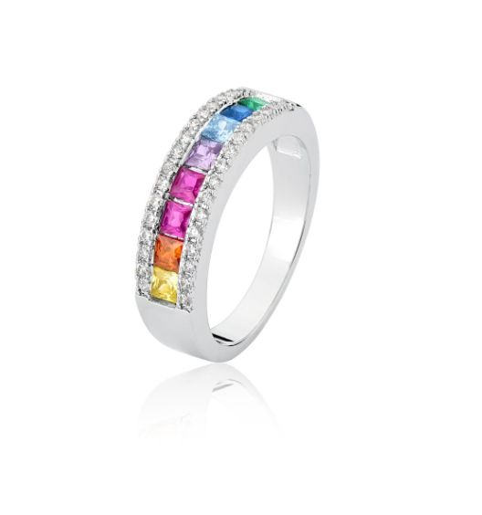 Anel Aliança com Pedras Zircônias