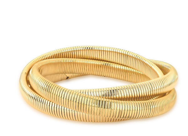 Pulseira Bracelete 03 fios Banho Ouro 18k - 08mm de espessura