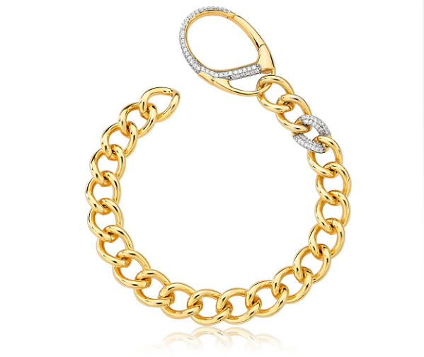 Pulseira elo grume banho ouro 18k.