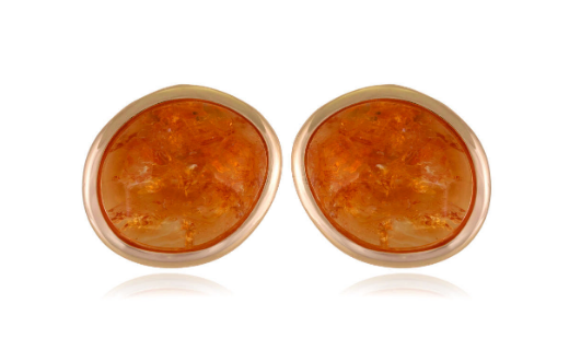 Brinco pedra natural citrino, banho ouro 18k.