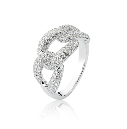 Anel prata 925, com banho de ródio branco.