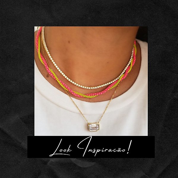 COLAR PRATA CRAVAÇÃO INGLESA COM PEDRA FUSION