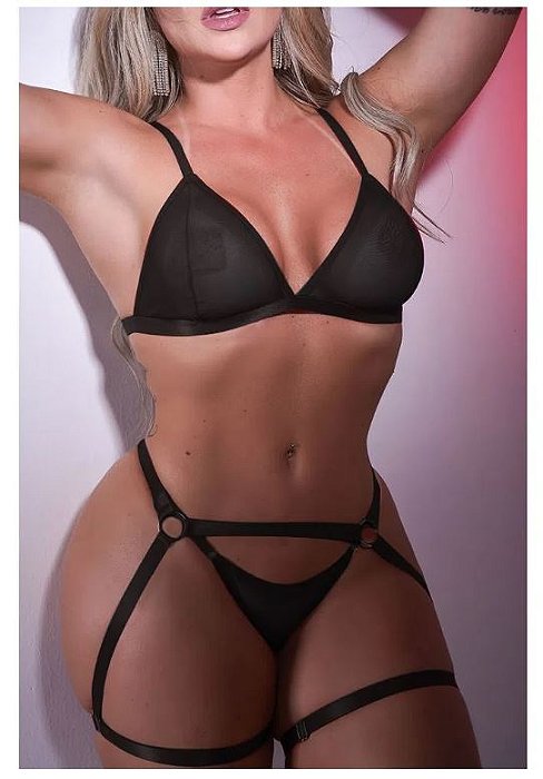 Conjunto Harness Sensual em Tule