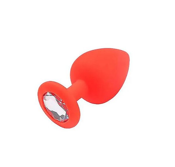 Plug Anal Redondo em Silicone com Pedra - Tam P