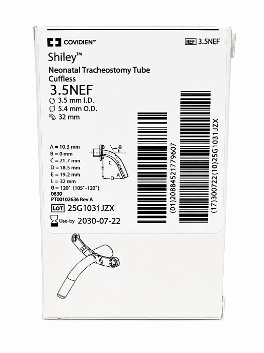 Cânula de Traqueostomia Shiley 3.5NEF Neonatal Sem Cuff Covidien