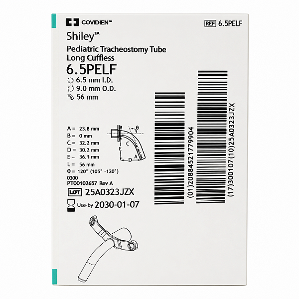 Cânula de Traqueostomia Shiley 6.5PELF Pediátrica Longa Sem Cuff Covidien