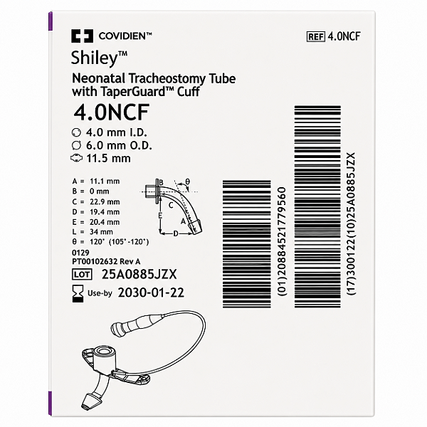 Cânula de Traqueostomia Shiley 4.0NCF Neonatal com Cuff TaperGuard Covidien