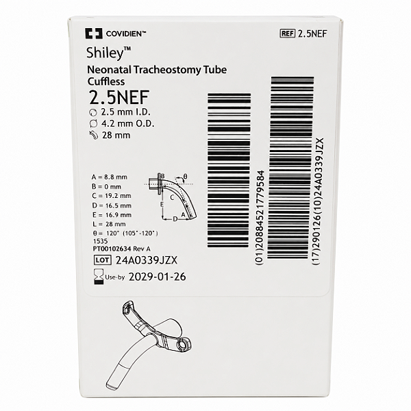 Cânula de Traqueostomia Shiley 2.5NEF Neonatal Sem Cuff Covidien