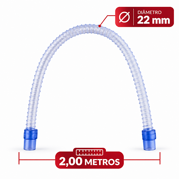 Traqueia para Circuito Respiratório em PVC Atóxico Cristal Adulto - 2 Metros