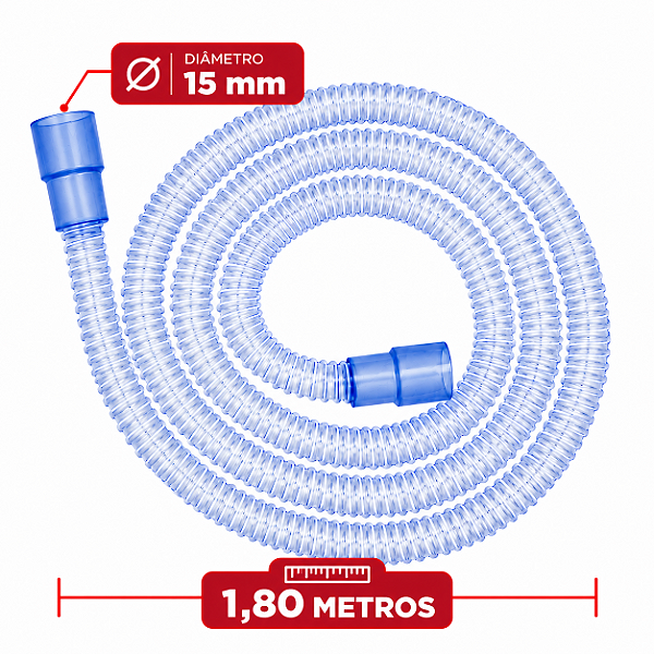 Traqueia para Circuito Respiratório em PVC Atóxico Cristal Infantil - 1,80mts