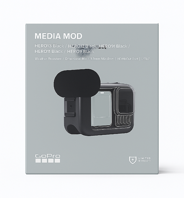 Módulo De Mídia Original Gopro Hero 9, Hero 10, Hero 11 e Hero 12, Hero 13 Black - Media Mod
