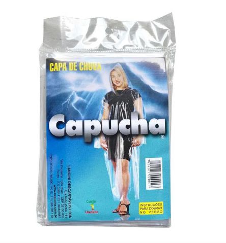 Capa de Chuva Capucha Descartável Transparente