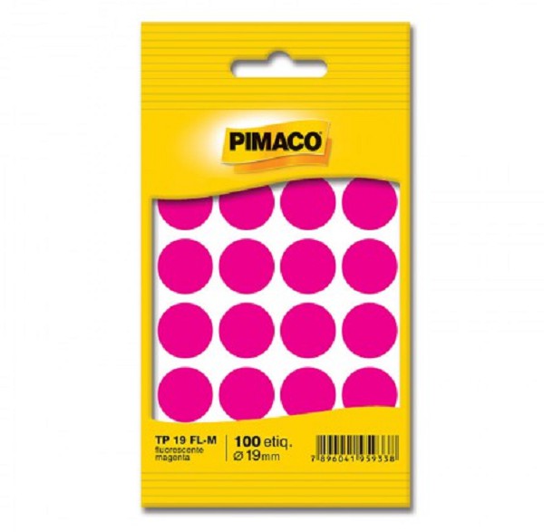 Etiqueta Adesiva Pimaco Redonda Rosa 19mm - 100 unidades