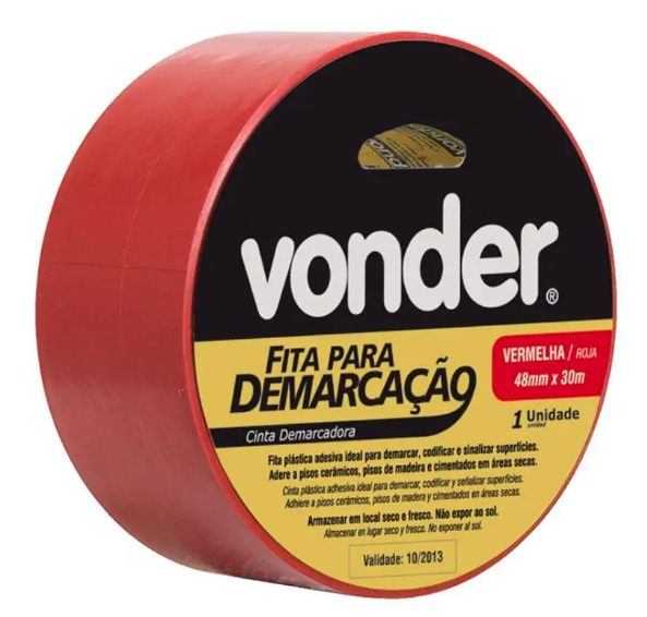 Fita de Demarcação de Solo Vermelha 48mmx30m Vonder