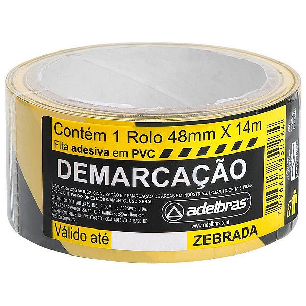 Fita Adesiva Demarcação Zebrada Adelbras 48mmx14m