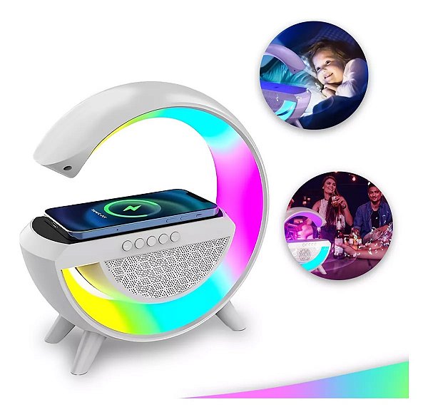 LUMINÁRIA DE MESA G SPEAKER SMART STATION BLUETOOTH C/ SOM COR BRANCO
