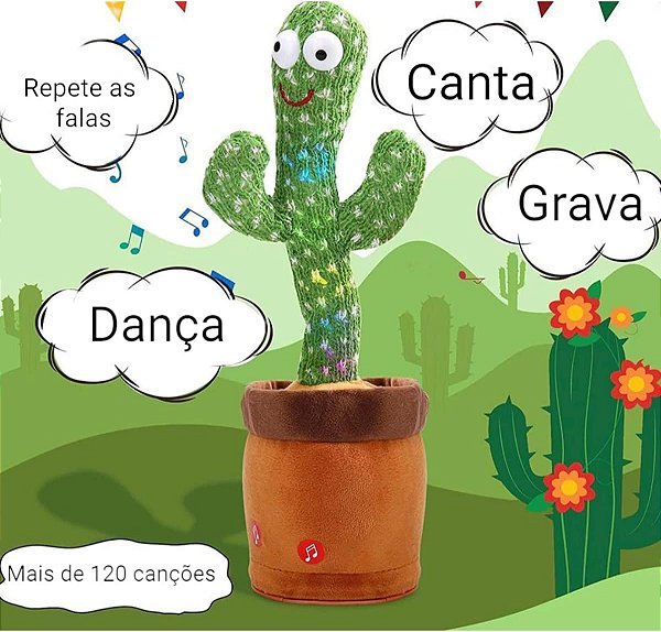 Cacto Dançante E Falante Toca Música Repete A Fala E Dança