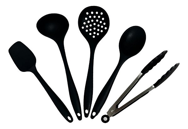 Conjunto Cozinha 5pç Silicone E Aço Inox Resistente Lindos