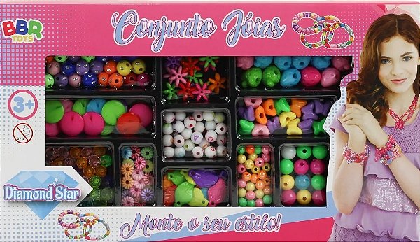 Miçanga Kit Infantil 223 Peças Para Pulseira – Bbr Toys