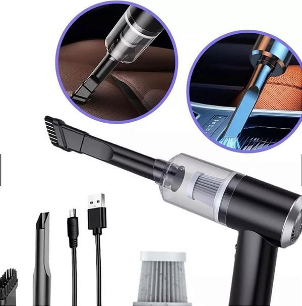 Mini Aspirador Portátil Automotivo Potente Recarregável Sem Fio