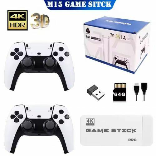Game Stick M15 Pro 4K Mais de 30.000 Jogos 2 Controles Sem Fio Original