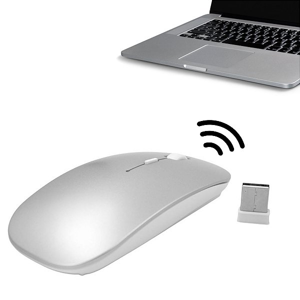 Mouse Sem Fio 2.4GHZ Recarregável USB Ergonômico Wireless Cor:Branco