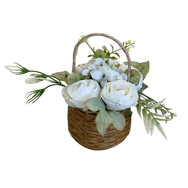 ARRANJO FLORAL DE ROSAS BRANCA FF-0037BR