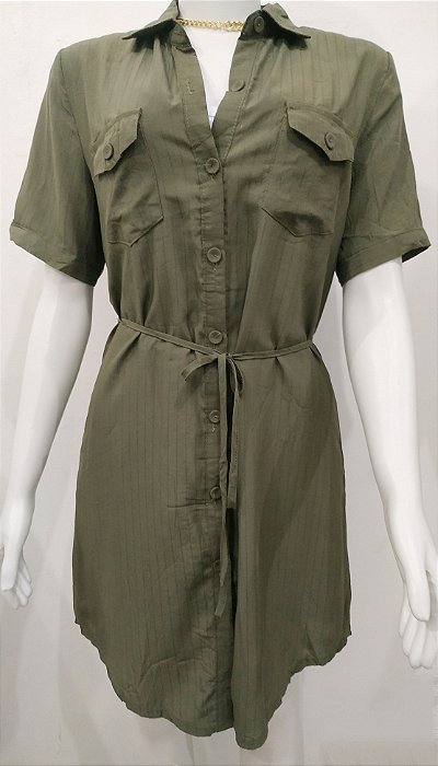 vestido chemise verde militar