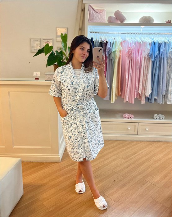 Robe Free Floral azul/coelho