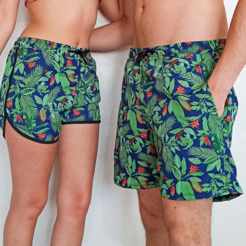 Kit Casal Shorts Moscow Premium Verde Plantas