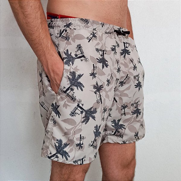 Shorts Elastico Sublimado Adulto 3  Creme Palmeiras