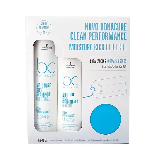 Schwarzkopf - Kit Moisture Kick - Shampoo 250 ml + Condicionador 200 ml + máscara 200 ml