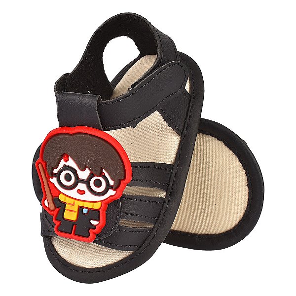 SANDALIA MASCULINA ECONOMICA - COR PRETA - APLICAÇÃO HARRY - LINHA BABY