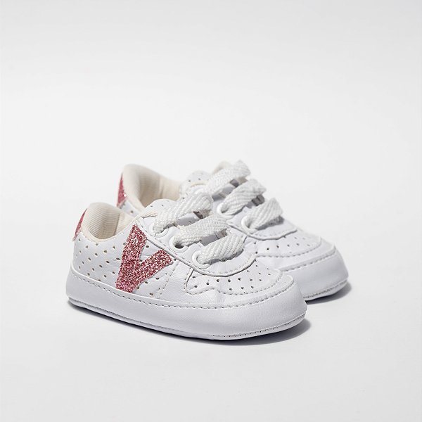 TENIS STARZINHO VISION - COR BRANCO C/ GLITTER ROSA - LINHA BABY