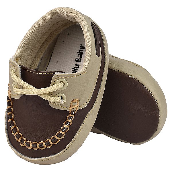 DOCKSIDE MENINO - COR CAFÉ C/ MARFIM - MATERIAL SINTETICO - LINHA BABY